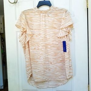 NWT Apt. 9 Smock Neck Flutter Sleeve Animal Print Top